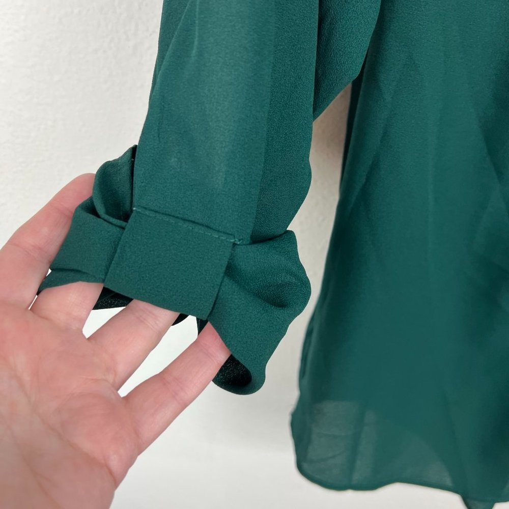 Stitch Fix Brixon Ivy Forest Green popover blouse top Sz S 3/4 sleeve v-neck - Picture 5 of 6